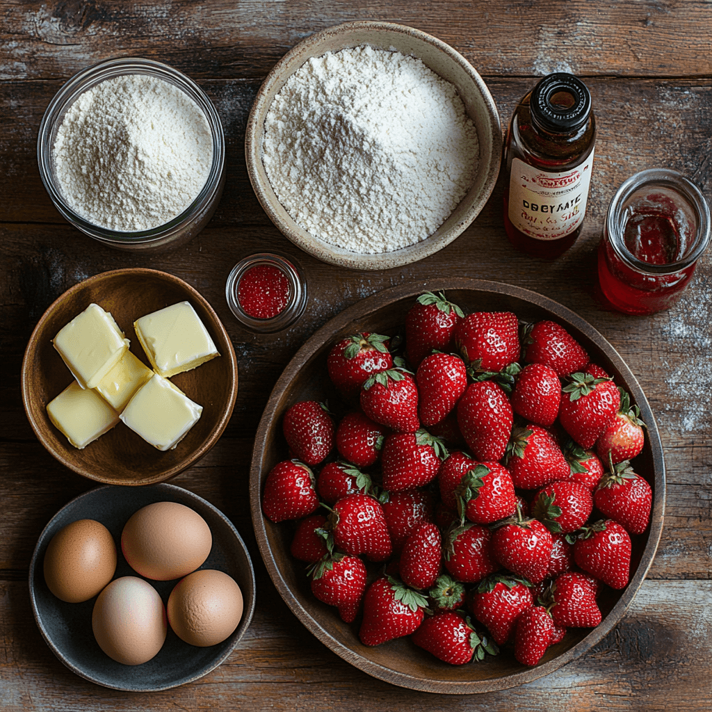 Ingredients for Easy Strawberry Cake Recipe