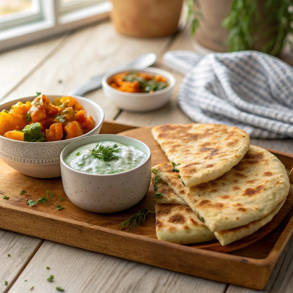 Cottage cheese flatbread served with dip