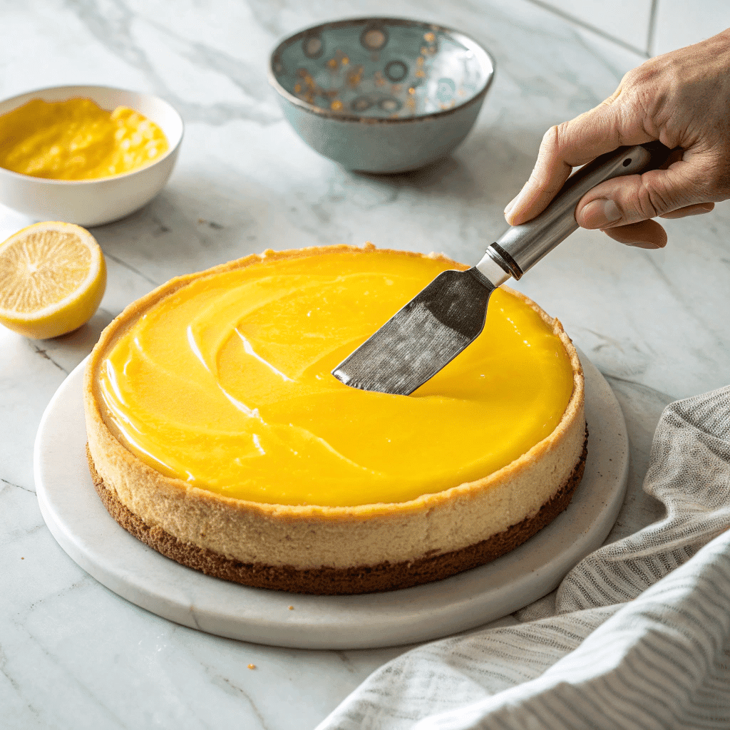 Lemon Meringue Cheesecake: A Creamy Twist on a Classic Dessert 12 Spread lemon curd over chilled cheesecake